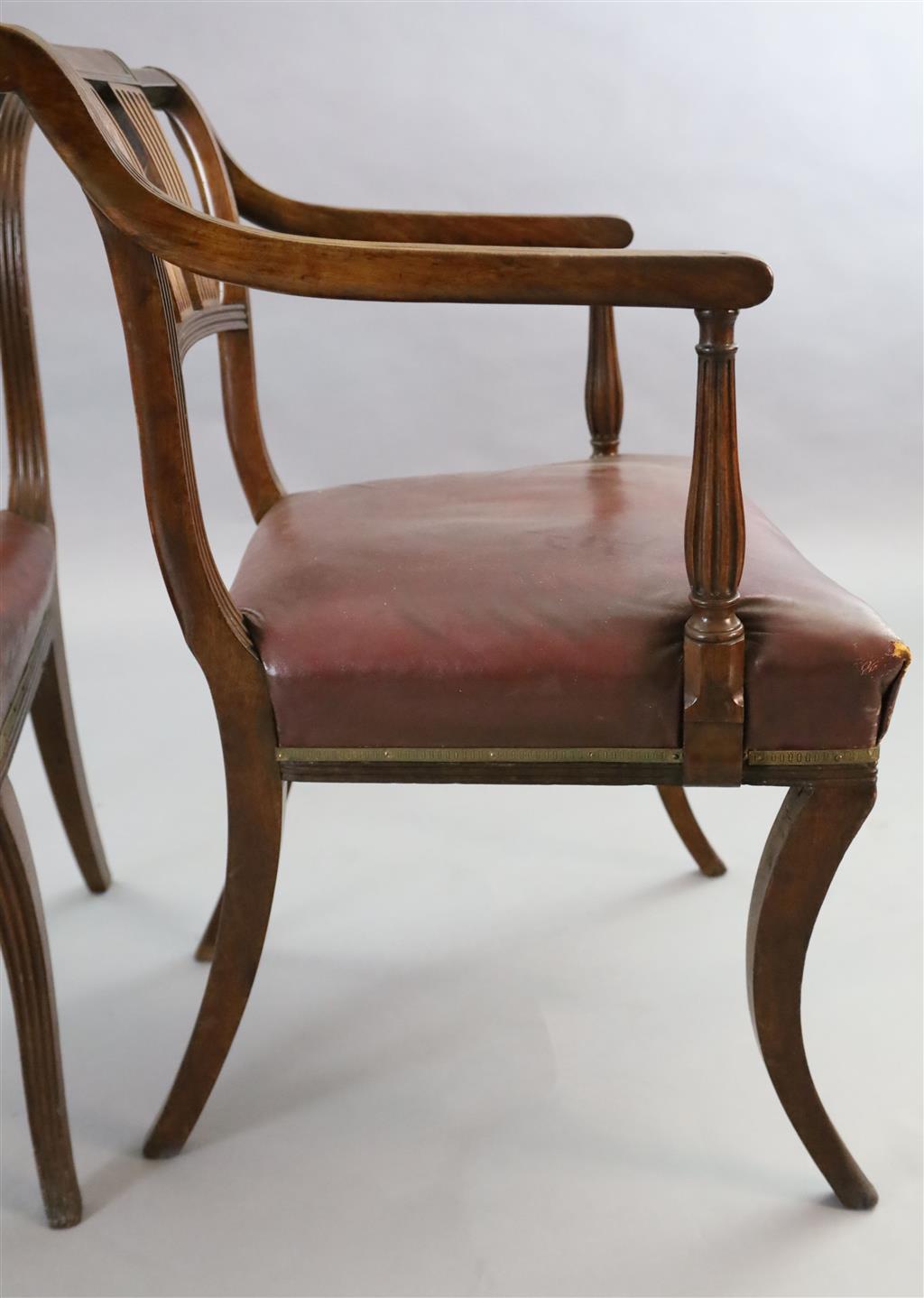 A set of eight Scottish Regency mahogany dining chairs including two carvers, carvers W.1ft 9in. H.2ft 9in.